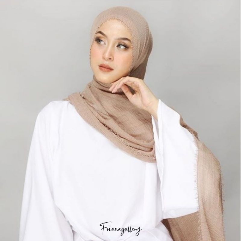 Jilbab Pashmina Crinkle Kusut Rawis Kerudung Turki Friana Hijab Murah