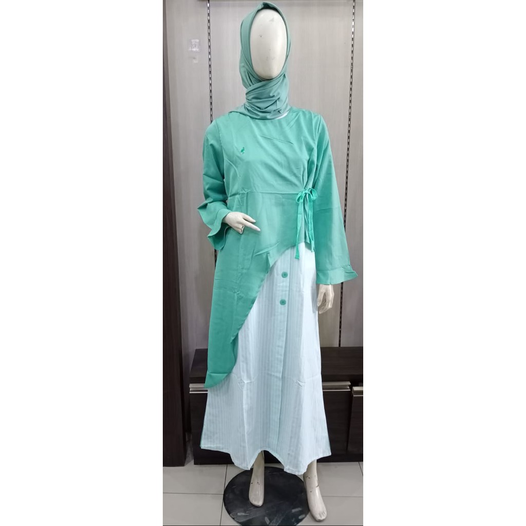 Gamis Cress Kombinasi Polos Salur
