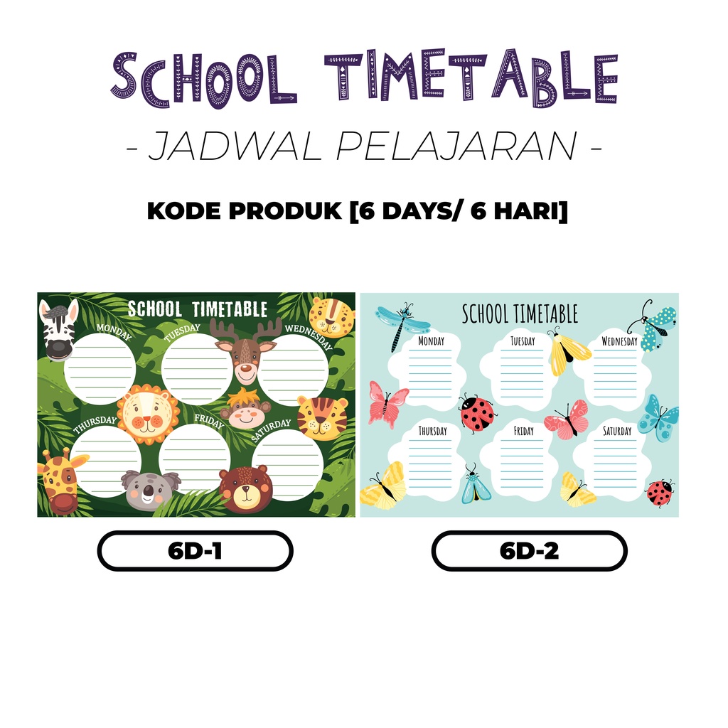 Shool Timetable/ Jadwal Pelajaran Sekolah, Kuliah Anti Air &amp; Sobek, Tinggal Tempel (GRATIS SPIDOL)