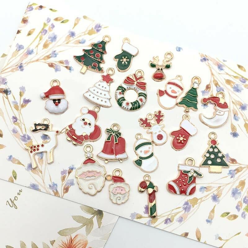 1 Set Liontin Gantung Enamel Seri Natal Warna-Warni Untuk Membuat Perhiasan Handmade DIY