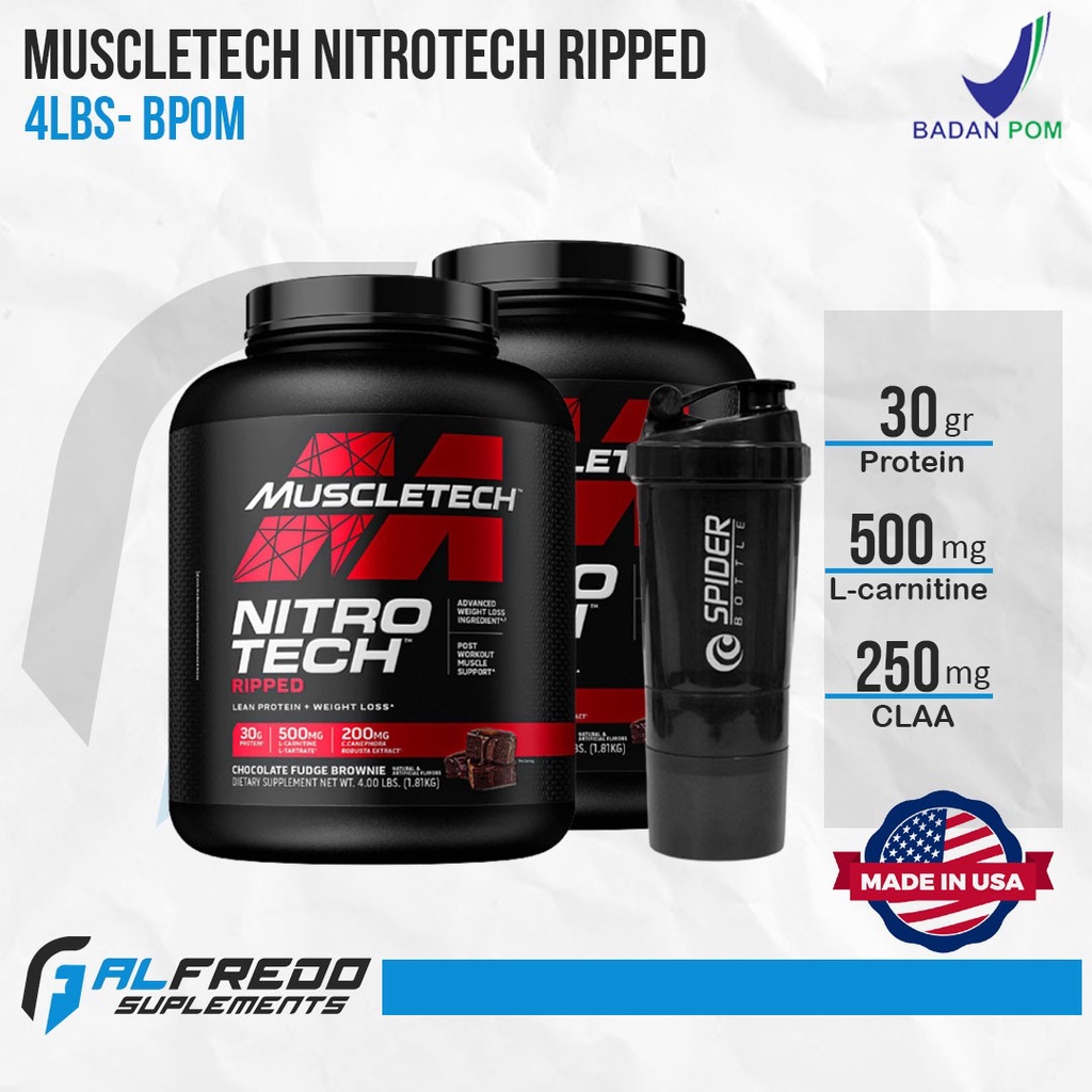 Muscletech Nitrotech  Nitro Tech Ripped 4 Lbs Whey Protein Nitro Tech Ripped