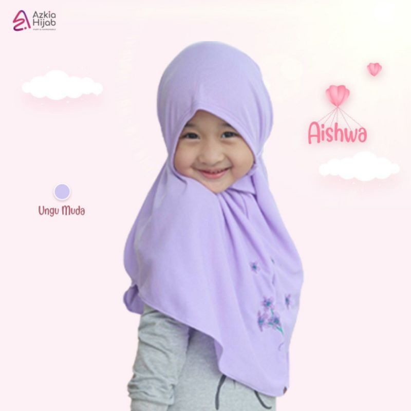 Aishwa || size SS (size 1) jilbab anak / bayi || usia 0 bulan - 6 bulan new azkia hijab-Ungu muda