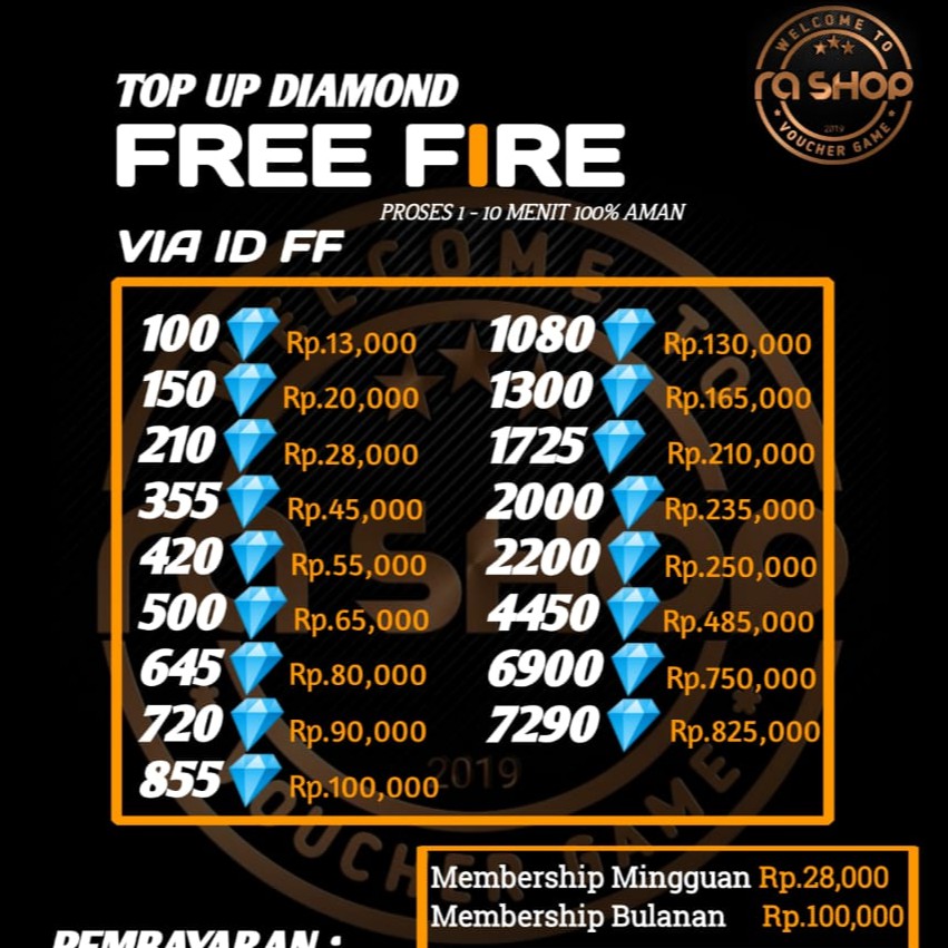 Diamond Ff 100 855 Dm Free Fire Murah Cepat Lengkap Top Up Freefire Garena