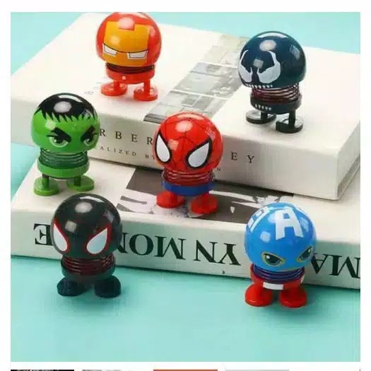 BONEKA PER KEPALA GOYANG MOBIL BONEKA AVENGER MARVEL BOUNCING DASHBOARD MOBIL LUCU GOYANG GOYANG