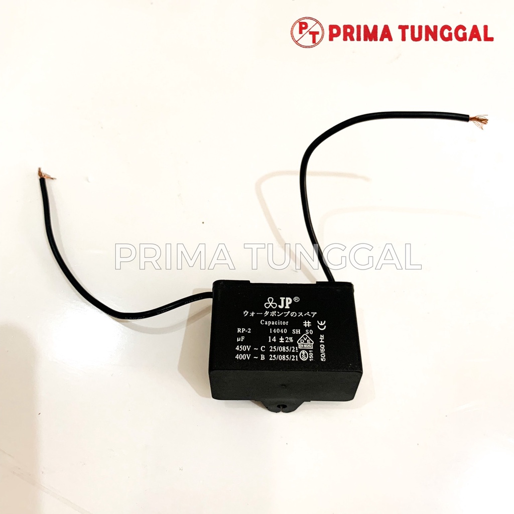 Capacitor Kapasitor Pompa Air 14 UF Model Kotak Kabel Sparepart Pompa