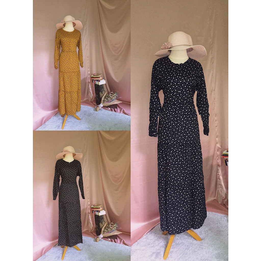 DASTER GAMIS PANJANG MOTIF POLKADOT KEKINIAN