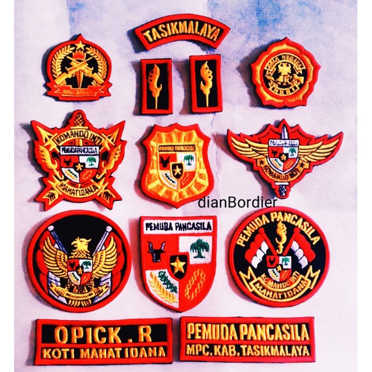 satu set bordir atribut pemuda pancasila