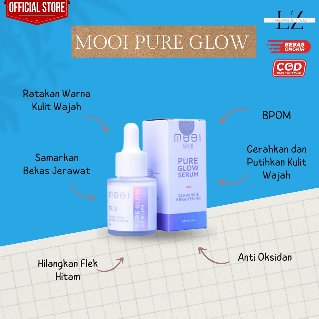 MOOI Pure Glow Serum - Wajah Putih Cerah Glowing Korea - LazuardiStore