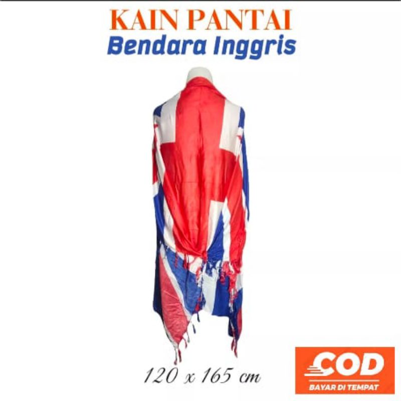 Kain Bali / Kain Pantai / Selendang Bali / Selimut Tipis / Motif Bendera Amerika - Inggris