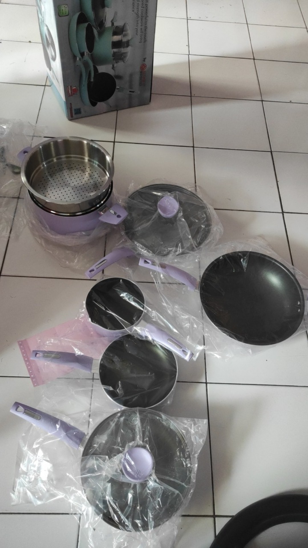 Panci Penggorengan Set / Wajan  Anti Lengket / 9pcs Cookware Set Pastel Supra I Ready Stock!!!