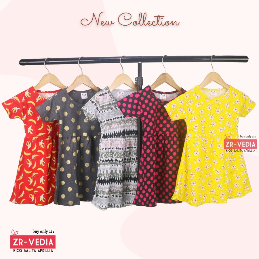 Dress Thalia 1-2 Tahun / Dres Lengan Baju Tidur Balita Anak Perempuan Adem Kaos Harian Cewek Murah kiosbalitaaprilia