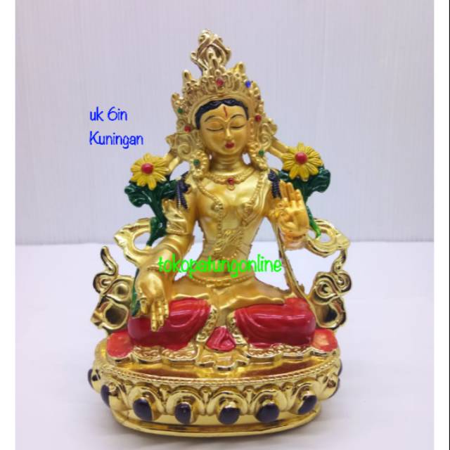 Patung Tibet White Tara Kuningan 6in