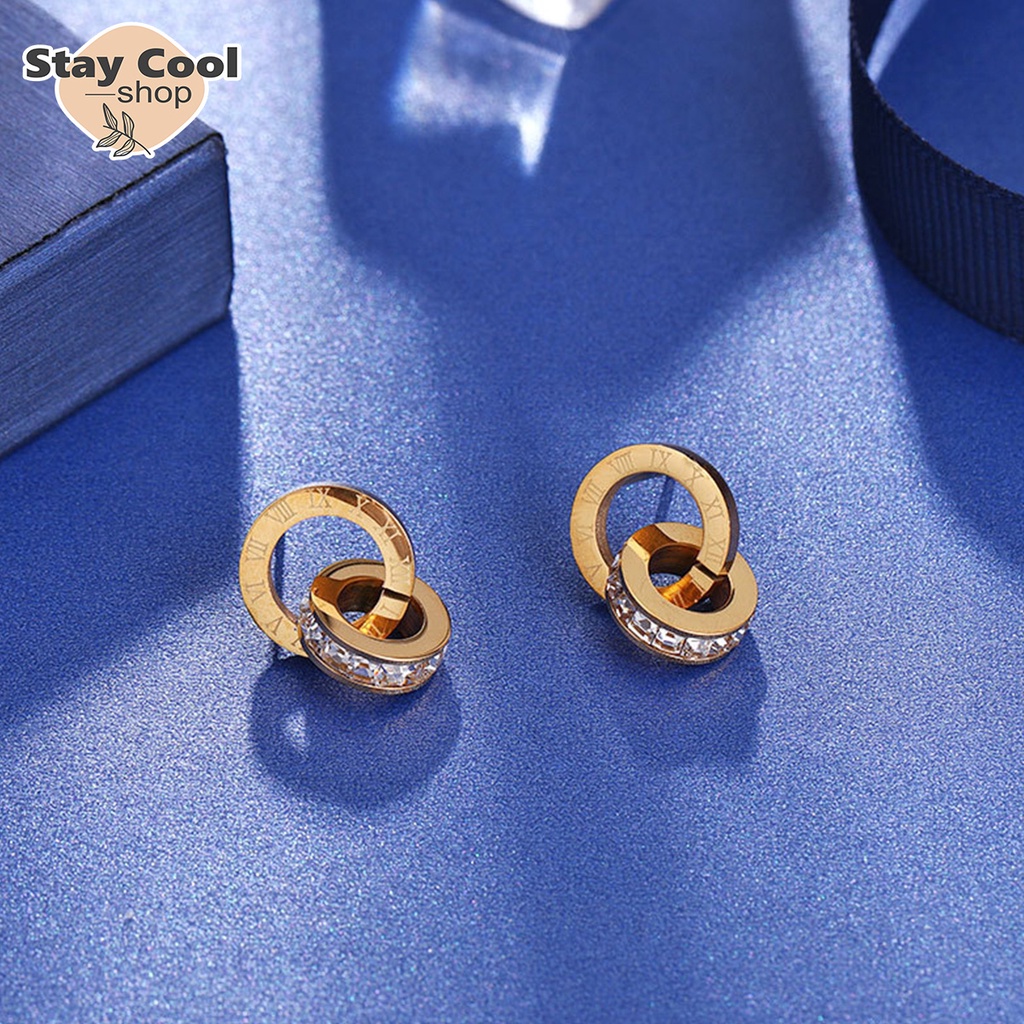 Anting Mungil CartiIr Titanium Gold dan Rosegold Anti Karat Dan Luntur Fashion Korea Bisa Cod Bayar Ditempat