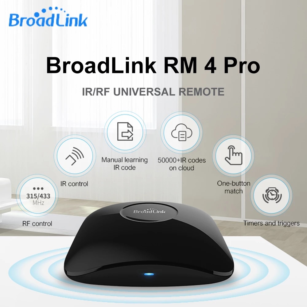 BROADLINK RM4 PRO - Smart Home Intelligent IR WIFi RF Control - Remote Kontrol Universal untuk Rumah Anda