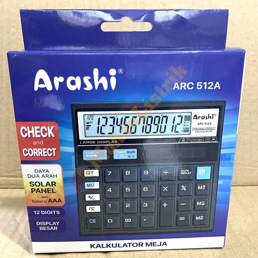 Kalkulator Calculator Dekstop Arashi ARC 512A 12 Digit Check &amp; Correct ARC-512 A