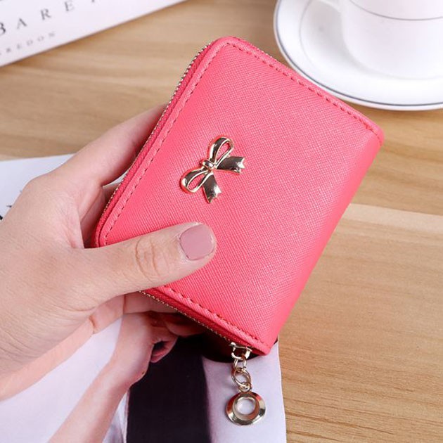 dompet kecil pita dengan resleting bow small wallet with zipper (4C2) bdo127