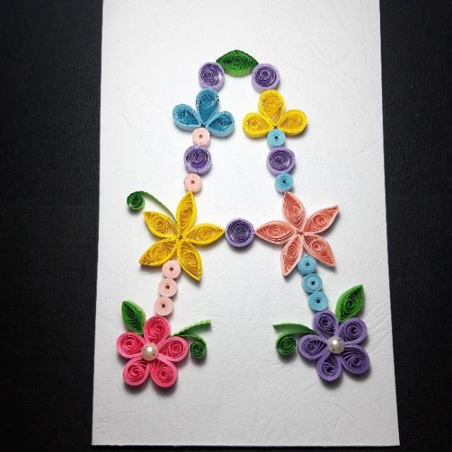Kartu ucapan paper quilling huruf A/greeting card paper quilling