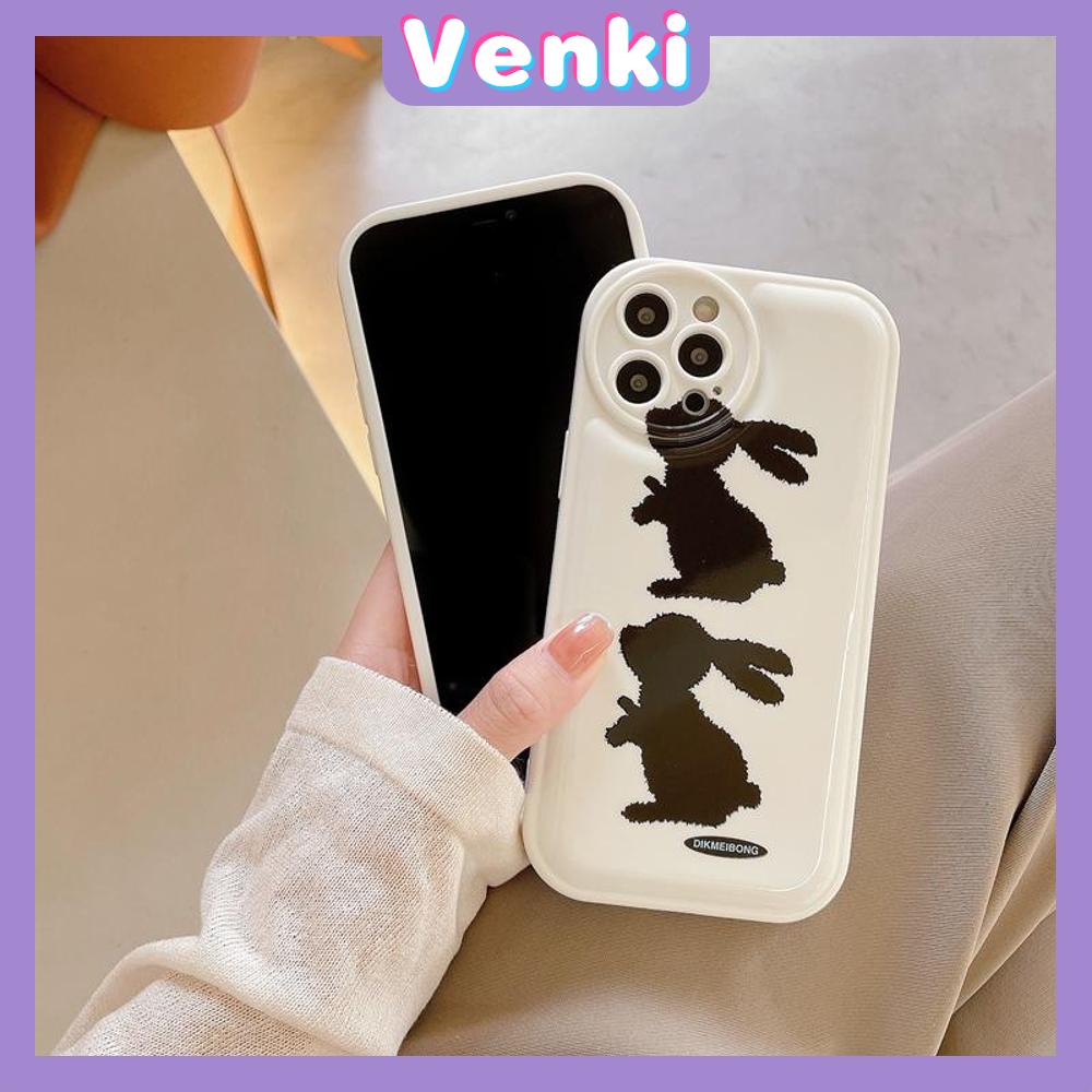 iPhone Case Silicone Soft Case Airbag Shockproof Protection Camera Black Rabbit Cartoon Cute Compatible For iPhone 11 Pro Max 13 Pro Max 12 Pro Max 7Plus xr XS Max