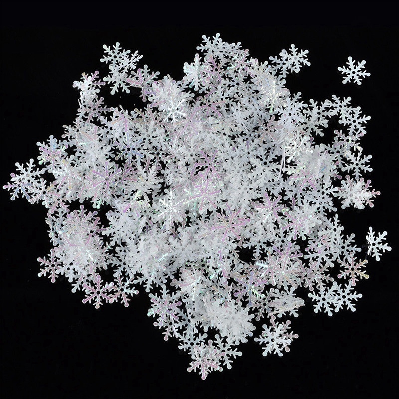 300pcs Ornamen Desain Snowflake Berkilau Untuk Dekorasi Pohon Natal