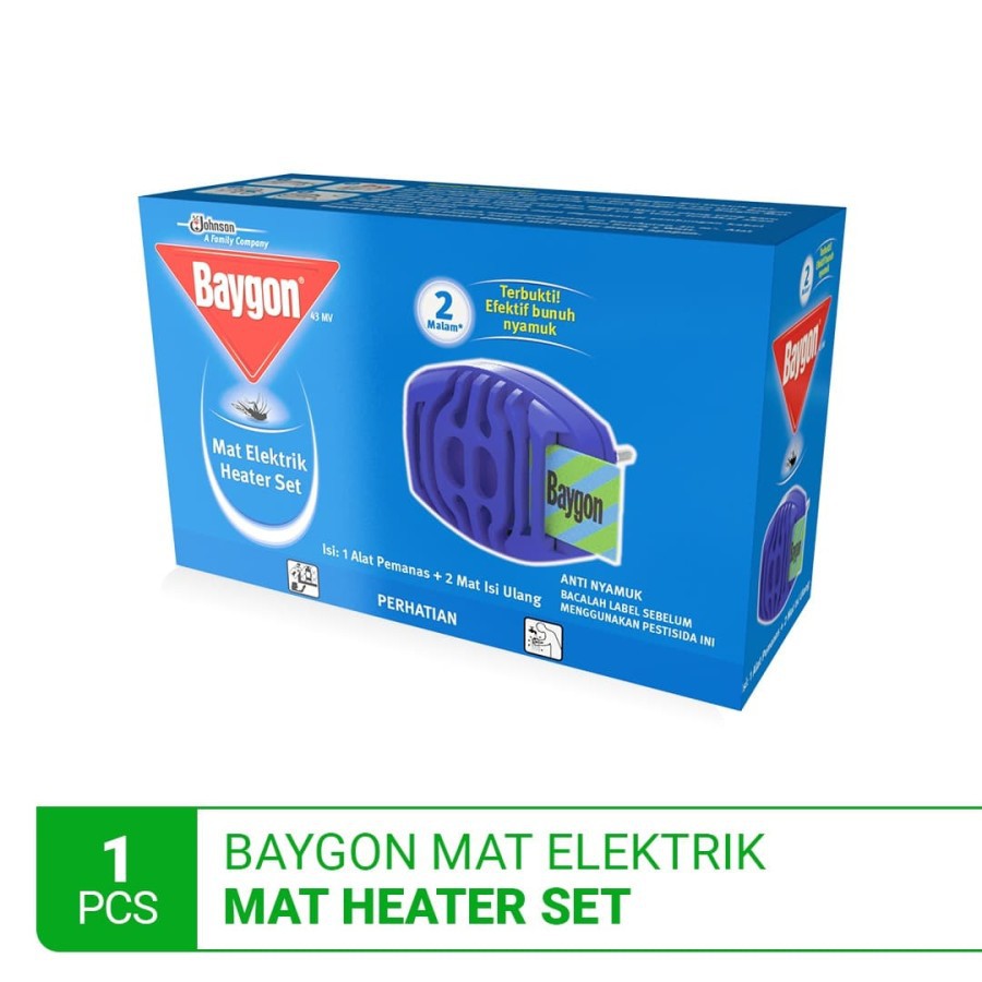 Baygon Mat Electric Heater Set / Alat Obat Nyamuk Elektrik + Refill Mat 2pcs
