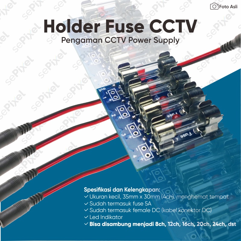 4ch Holder Fuse CCTV DC Pengaman CCTV power supply