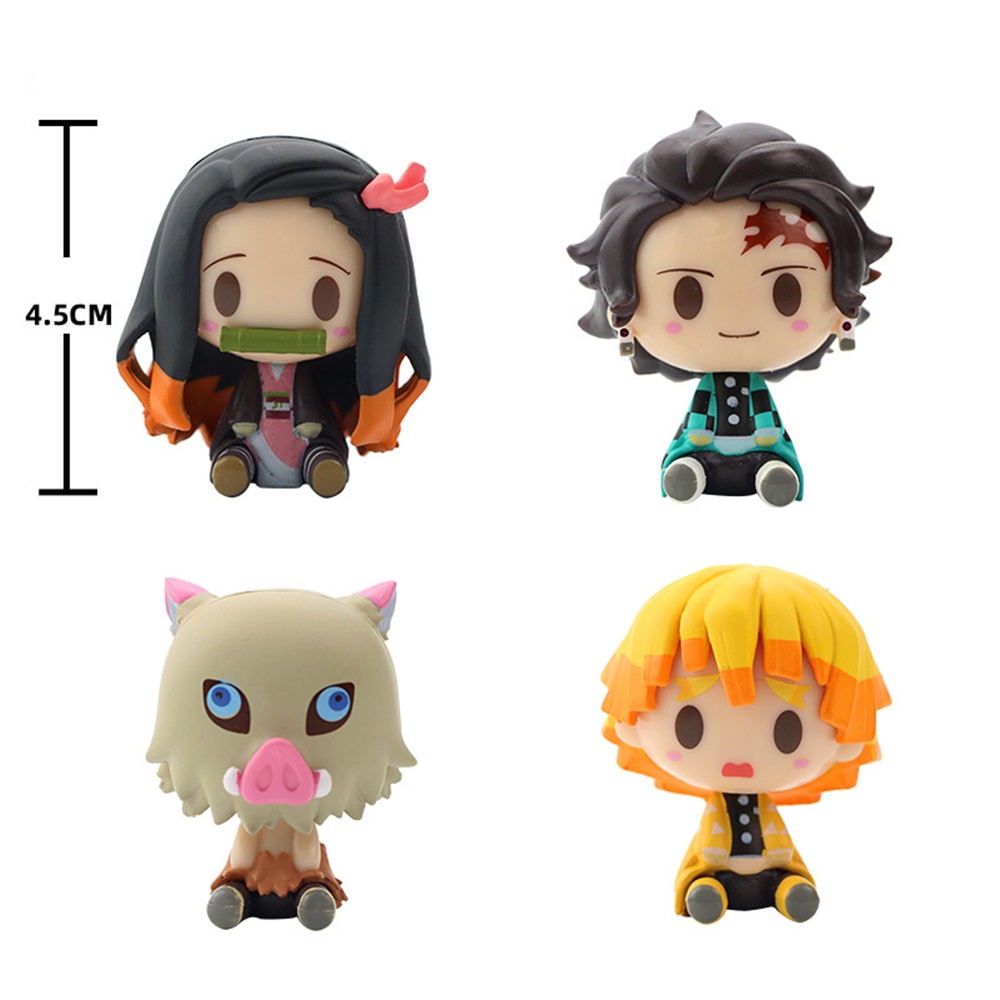 Needway  Cute Model Toy Q Version Anime Model Figure Model Kamado Tanjirou Demon Slayer 4 Style/Set Japan Anime Kamado Nezuko Hashibira Inosuke Sleeping Action