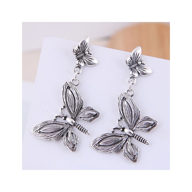 LRC Anting Tusuk Fashion Metal Bow Earrings A59145