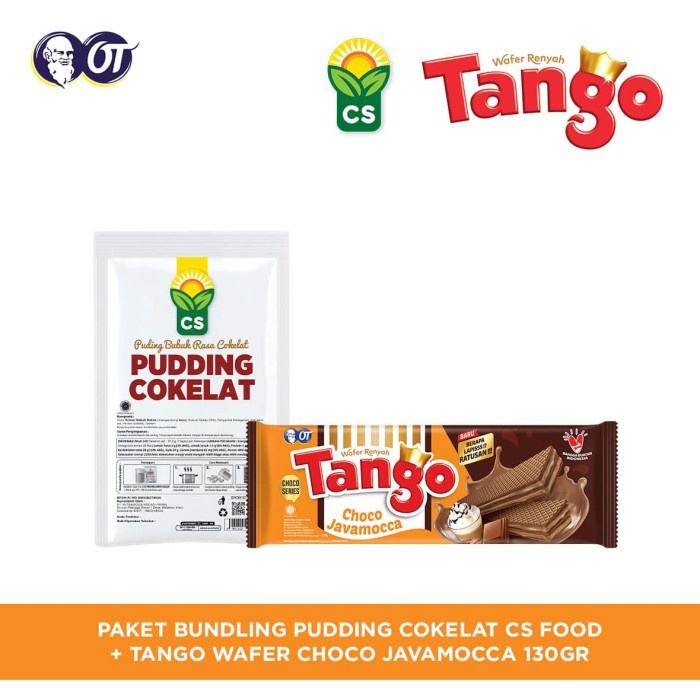 

504Omekho Paket Pudding Cokelat Cs Food + Tango Wafer Choco Javamocca 130Gr Jy60Jhh