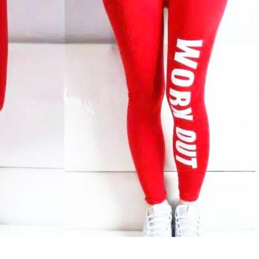 Legging workout merah putih/legging senam aerobic zumba