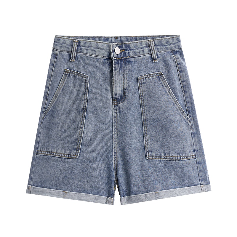 Celana Pendek Denim Pinggang Tinggi Wanita / Celana Pendek Hot pants Jeans Standar