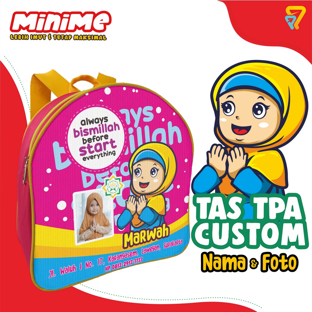 

Tas TPA Anak FREE Custom Foto + Nama Cewek MiniMe taspromosi2p