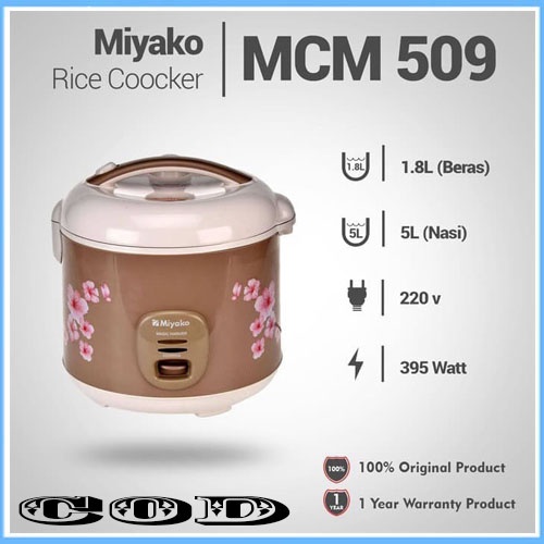 MIYAKO Rice Cooker 1.8 Liter 3in1 MCM509 body sangat elegan mantap