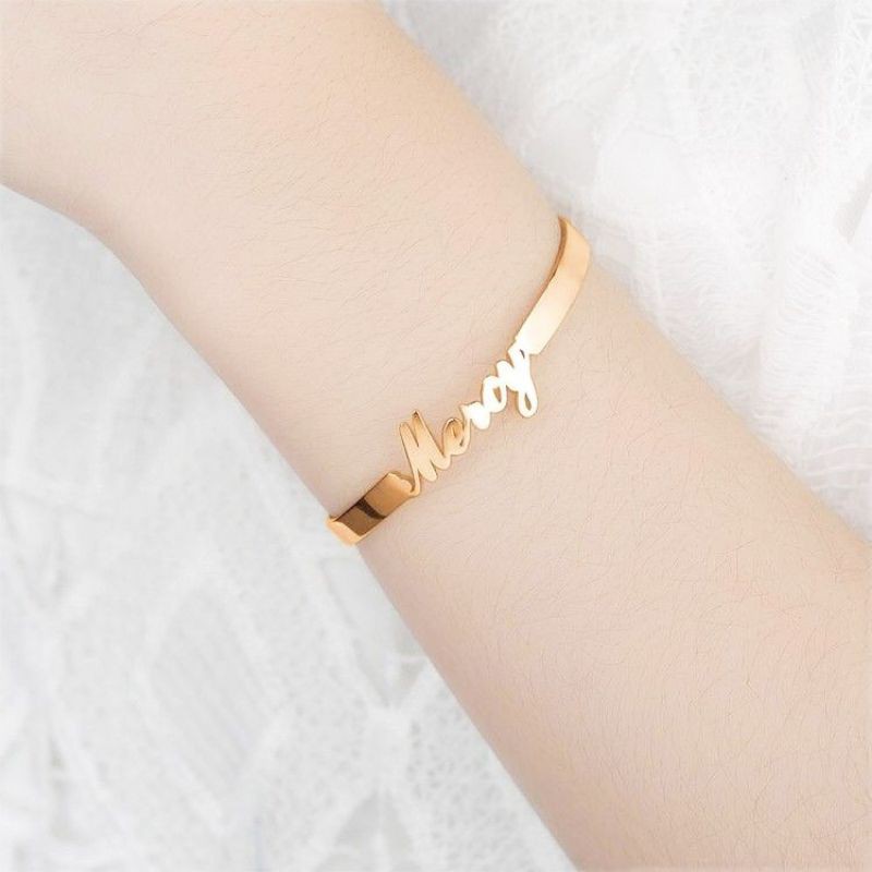 gelang nama titanium anti karat lapis emas aksesoris fashion wanita name necklace