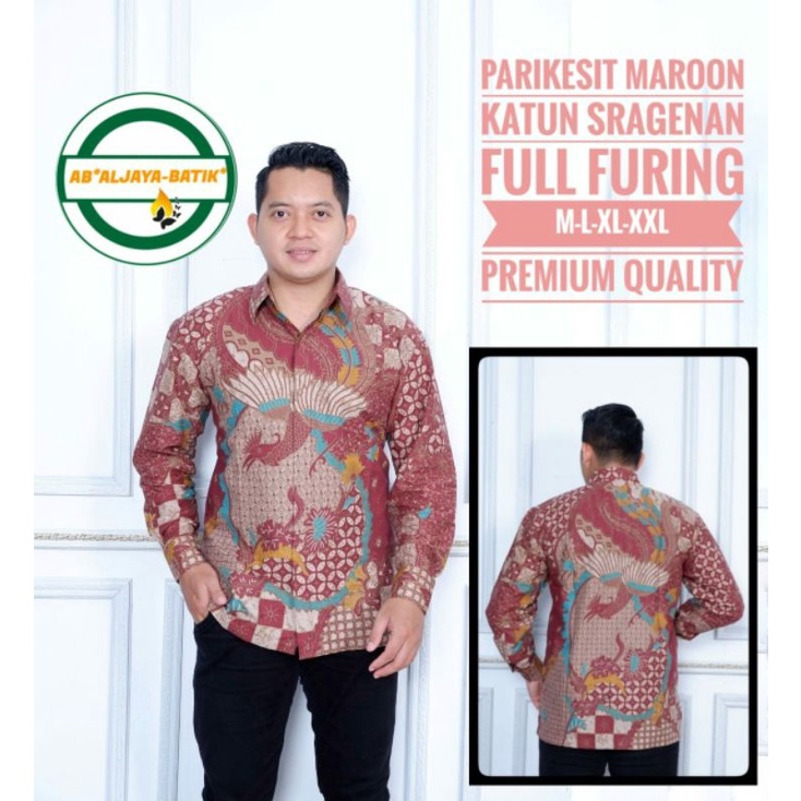 KEMEJA BATIK SOLO PARIKESIT DEWARI MERAH MAROON NAVY COKLAT BATIK PRIA SIZE M L XL XXL