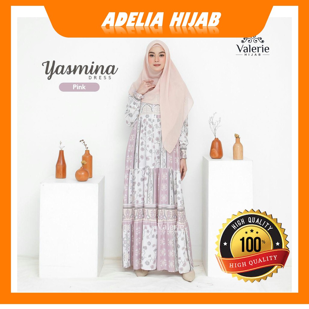 Gamis Muslim Wanita Dewasa  Yasmina Dress Valerie Bahan Katun Rayon Premium LD 100 Termurah