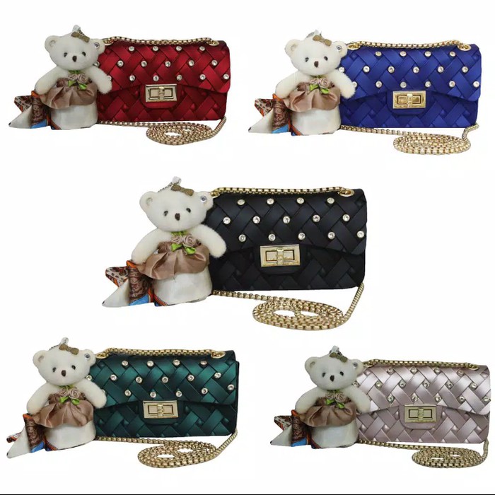 Terbaru... Tas import jelly matte Webe anyam mini rajut diamond