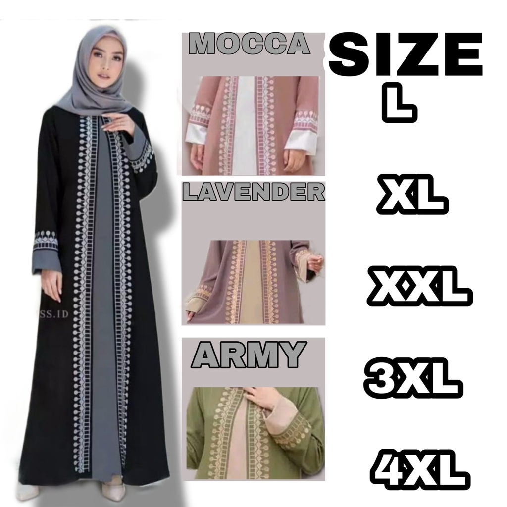 》COD《  Gamis Muslim Abaya Super Jumbo Ukuran L XL XXL XXL XXXL 4XL LD 110 120 130 140 Trendy 2021