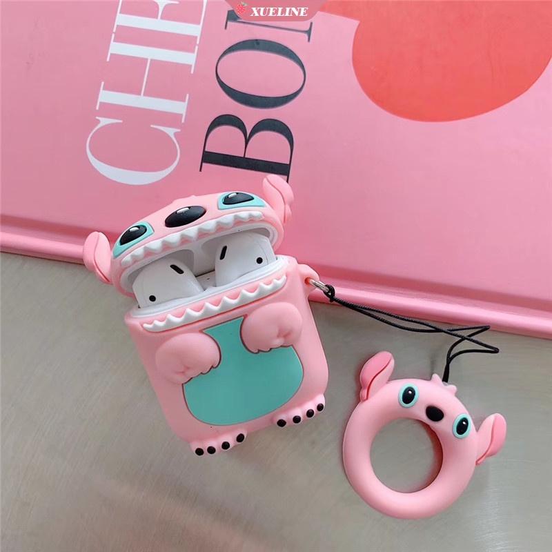 Casing Soft Case Silikon Motif Kartun Stitch Untuk AirPods 1 / 2