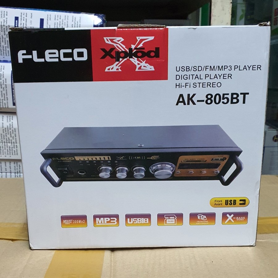 Promo Terbaru!!! Amplifier FLECO AK-805 BT Bluetooth Stereo Ampli/USB/MP3 Player/FM Radio Berkualitas