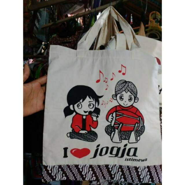 (BISA COD) TAS TOTE BAG JOGJA VARIASI BATIK UKURAN 35x25 cm SOUVENIR JOGJA UNTUK PRIA WANITA