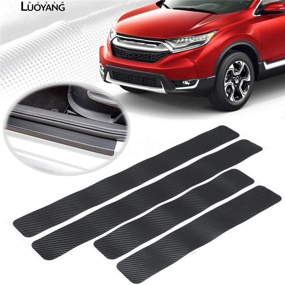 4 Pcs Aksesoris Mobil Pintu Sill Lecet Selamat Datang Pedal Melindungi Stiker Serat Karbon Carbon