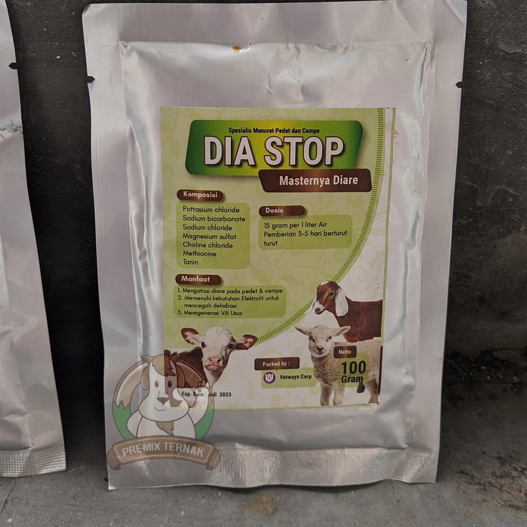 DIA STOP 100 gr - Obat Diare Mencret Hewan Ternak Sapi Kambing Domba Cempe dan Pedet | Masternya Diare