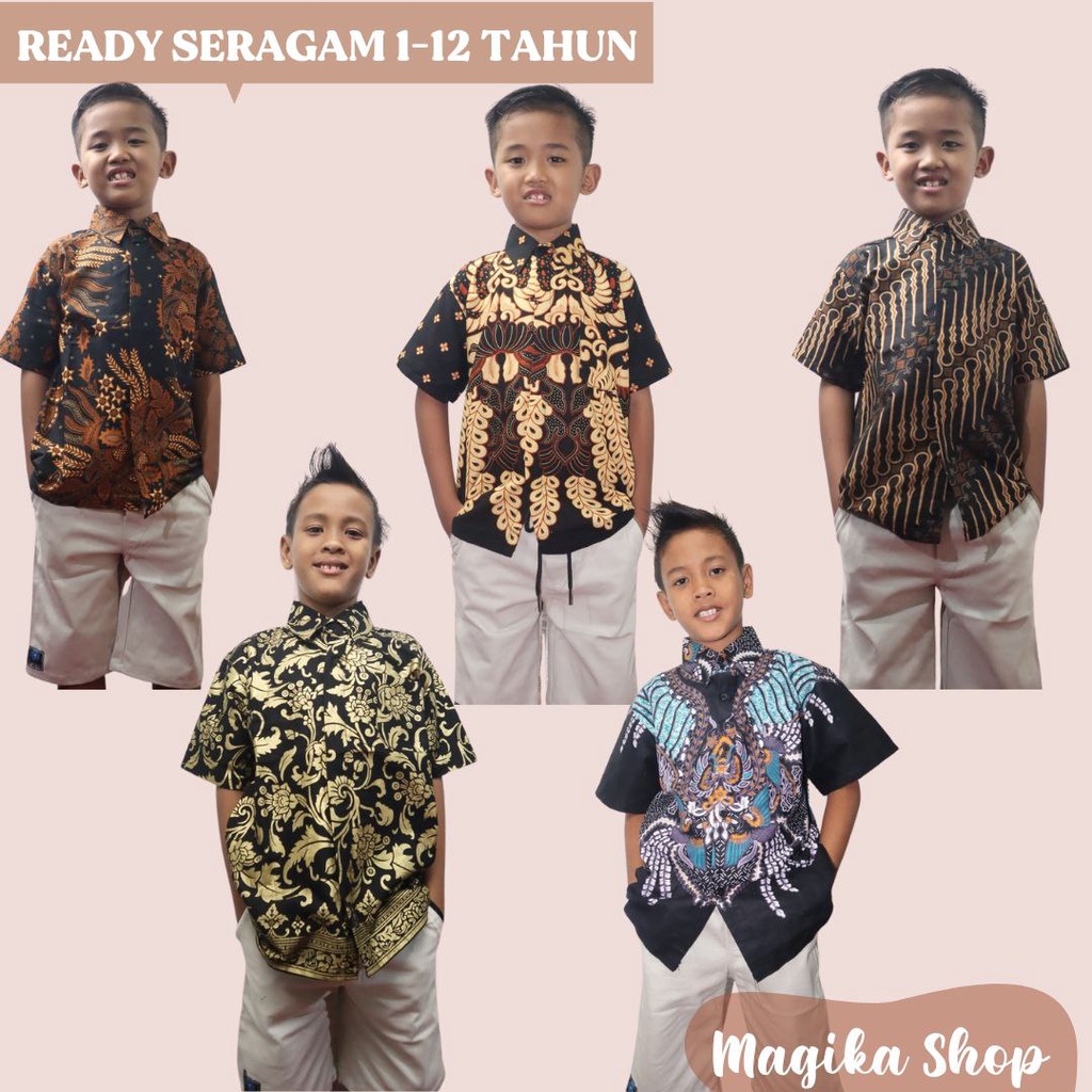 Batik Anak Laki Laki Lengan Pendek 1 Tahun 2 Tahun 12 Tahun