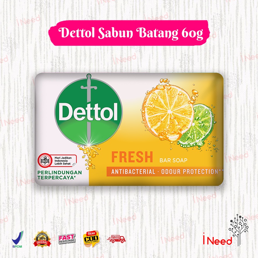 (INEED) (60gr) Dettol sabun batang / bar soap 60gr