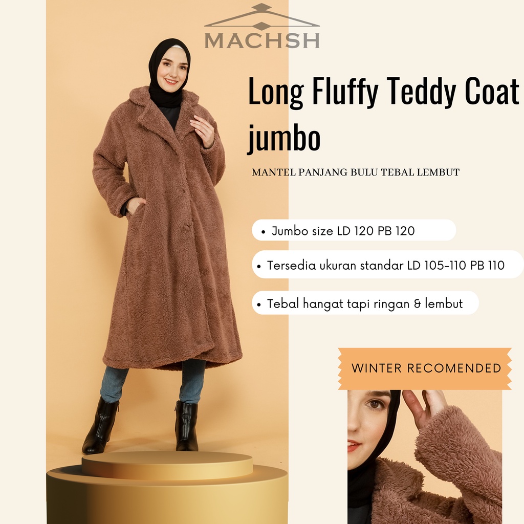 Long Fluffy Teddy Coat - Long Fluffy Coat - Mantel Panjang Bulu Lebat - Coat Wanita Jumbo
