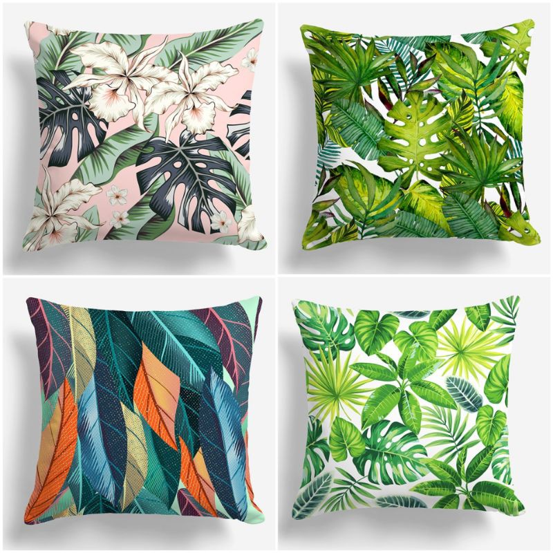 BANTAL SOFA PRINT MOTIF DAUN LEAVES MONSTERA 40X40 CM