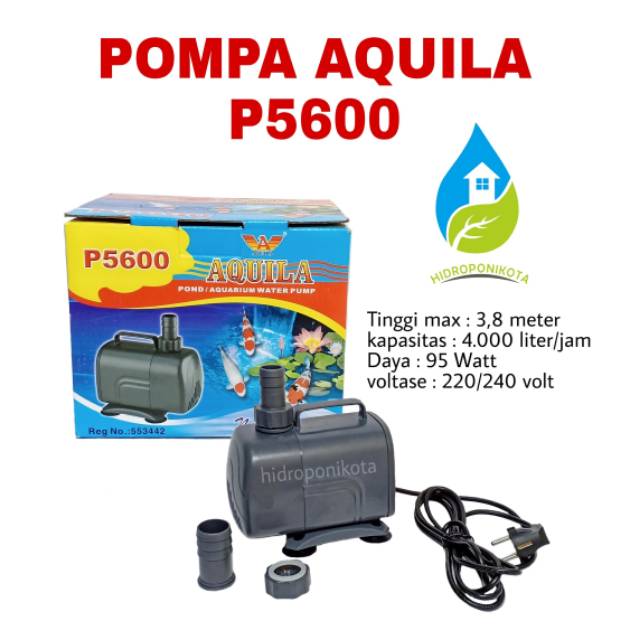 pompa AQUILA P5600 tinggi 3.8 meter - pompa hidroponik tinggi 3.8 meter - pompa 3.8 meter - pompa aquarium