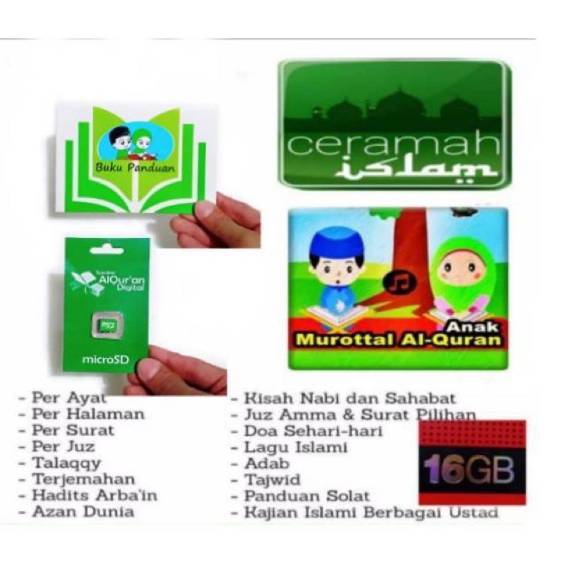 MEMORY Murotal 30 Juz - Micro SD - CHIP 16GB SPEAKER ALQURAN Dengan BUKU PANDUAN