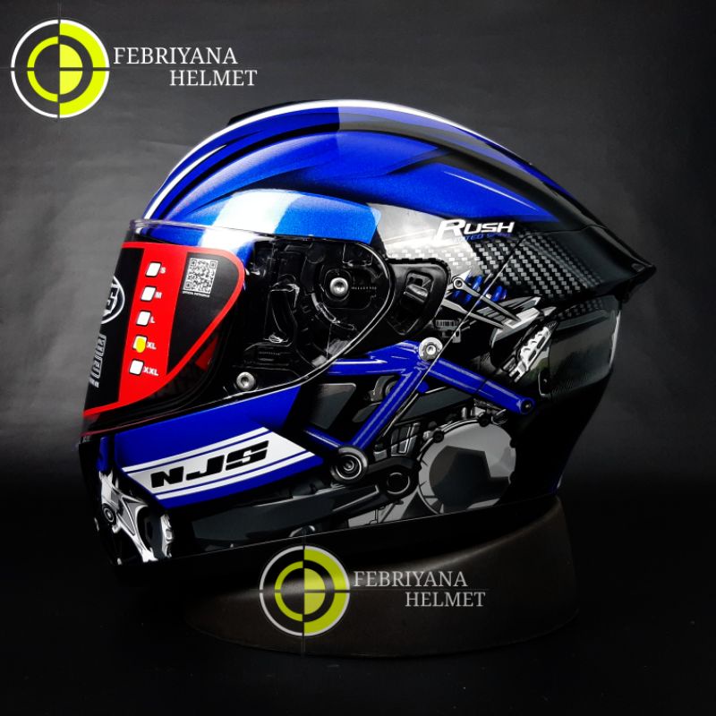 HELM NJS ZX1 RUSH BLACK BLUE FULL FACE NJS ZX-1