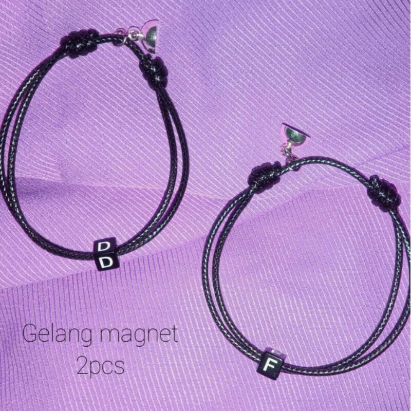 2pcs - GELANG MAGNET INISIAL / GELANG MAGNET NAMA